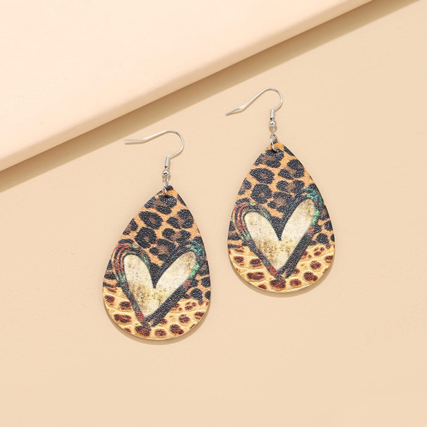 PU Leather Leopard Teardrop Earrings Carauana Store