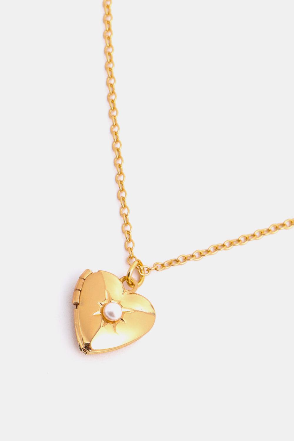 Zircon Heart Shape 14K Gold-Plated Pendant Necklace Carauana Store