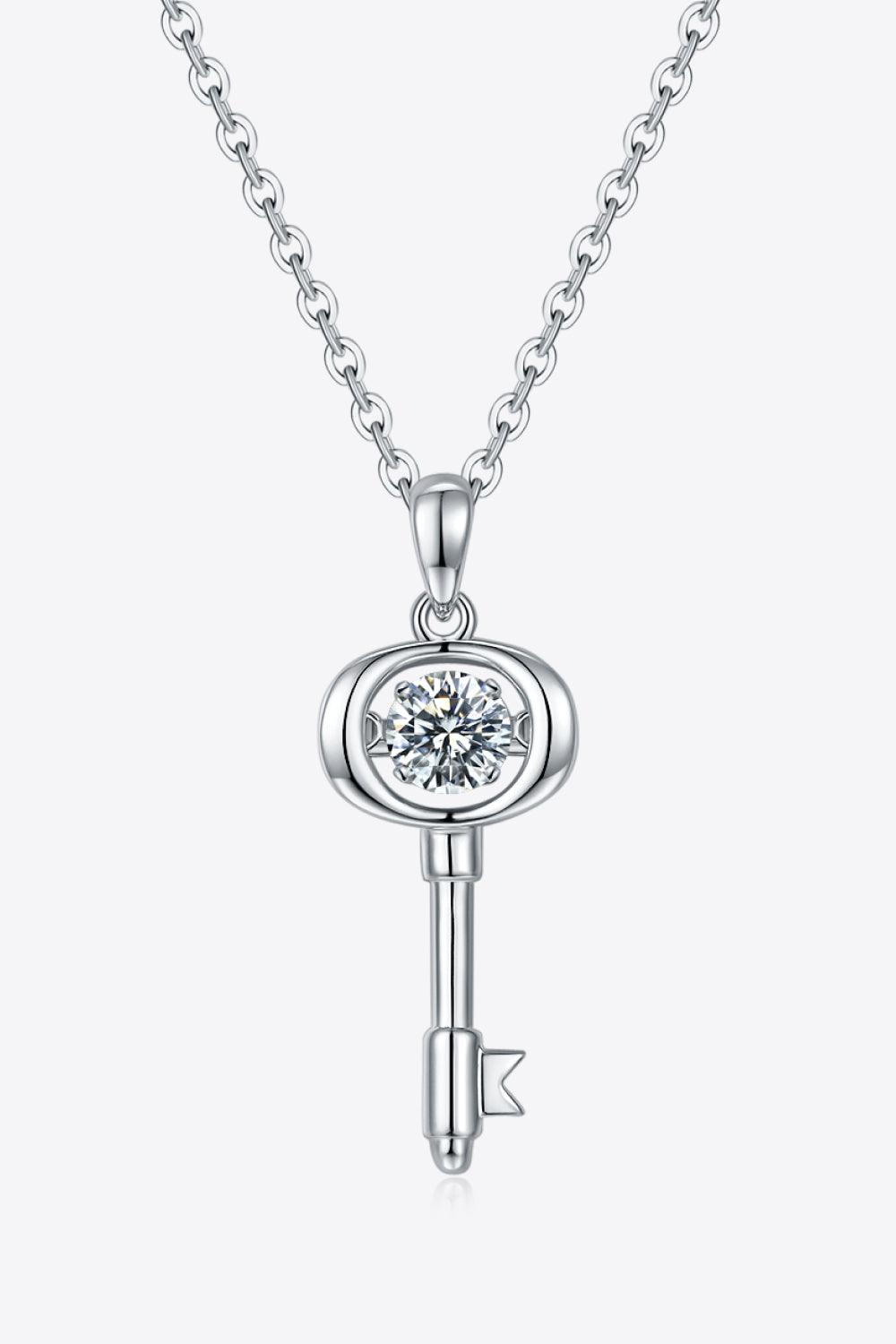 Adored Moissanite Key Pendant Necklace Carauana Store