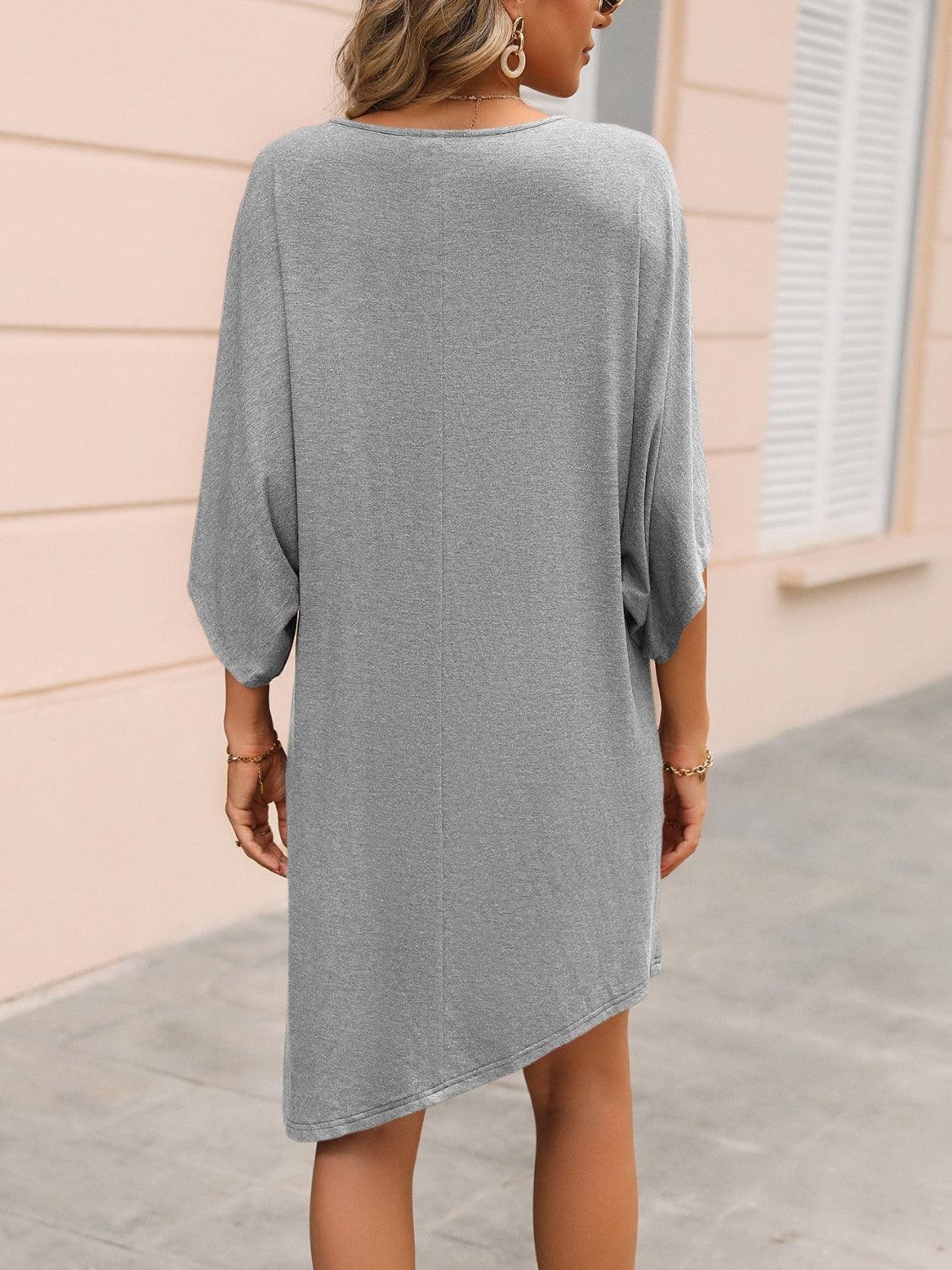 Round Neck Three-Quarter Sleeve Tee Dress Carauana Store