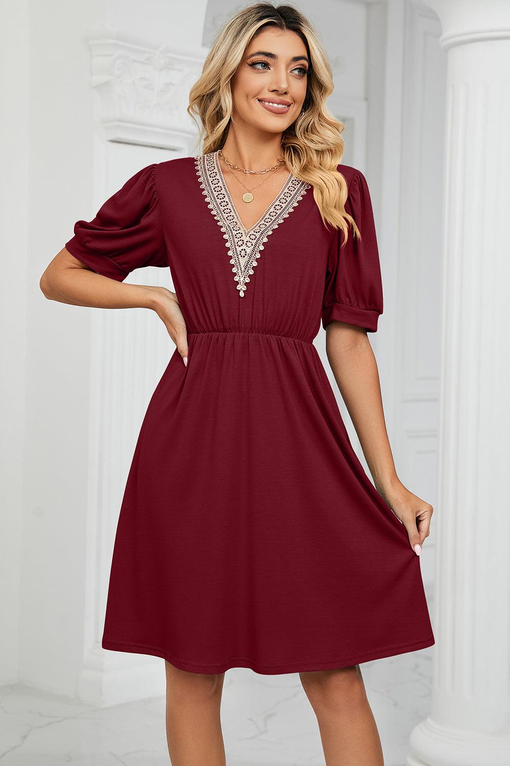V-Neck Puff Sleeve Dress Carauana Store