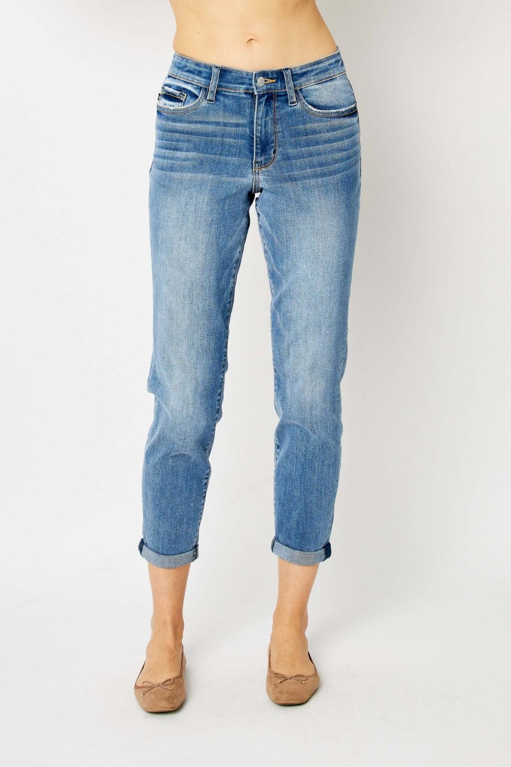 Judy Blue Full Size Cuffed Hem Slim Jeans Carauana Store