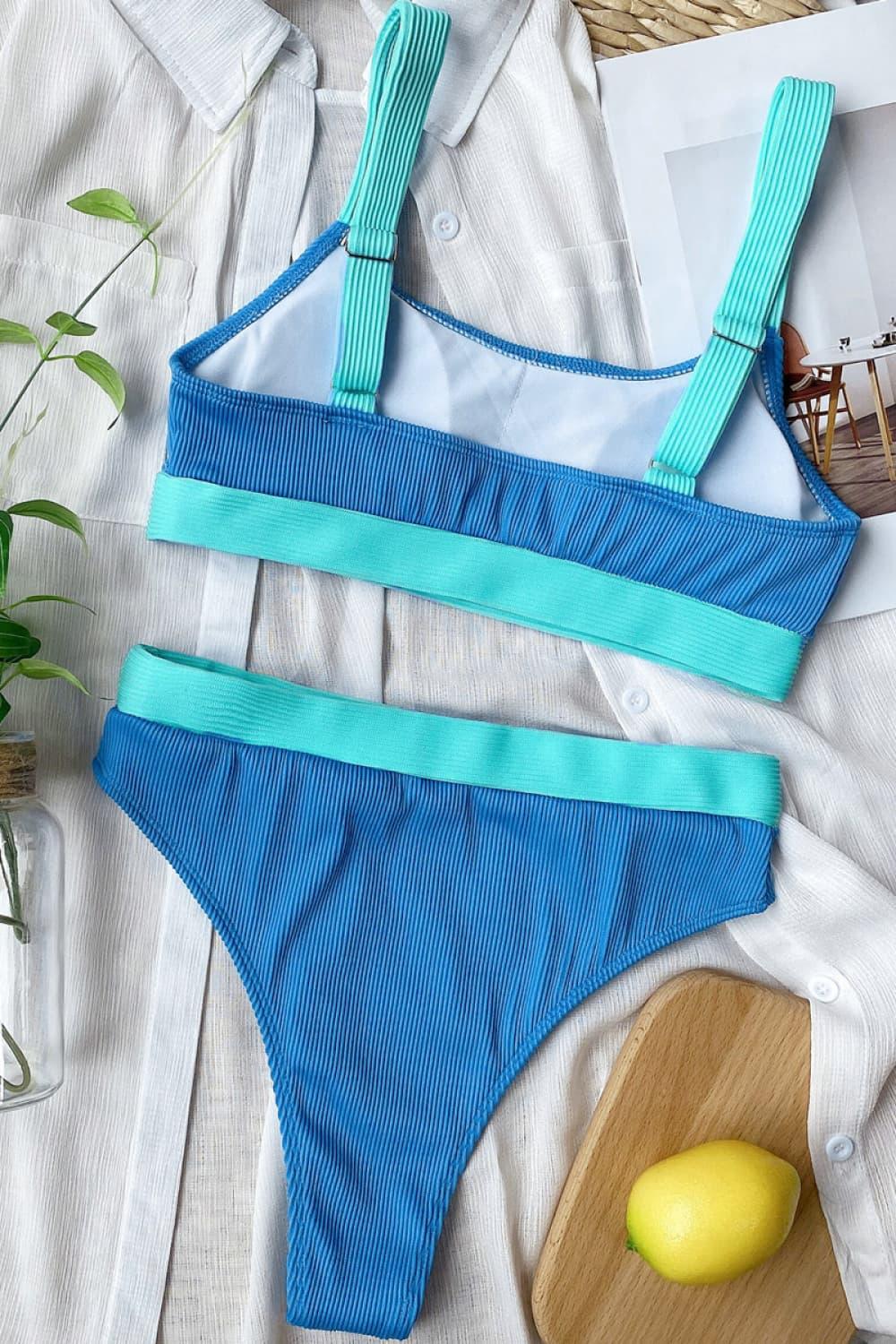 Color Block Scoop Neck Bikini Set Carauana Store