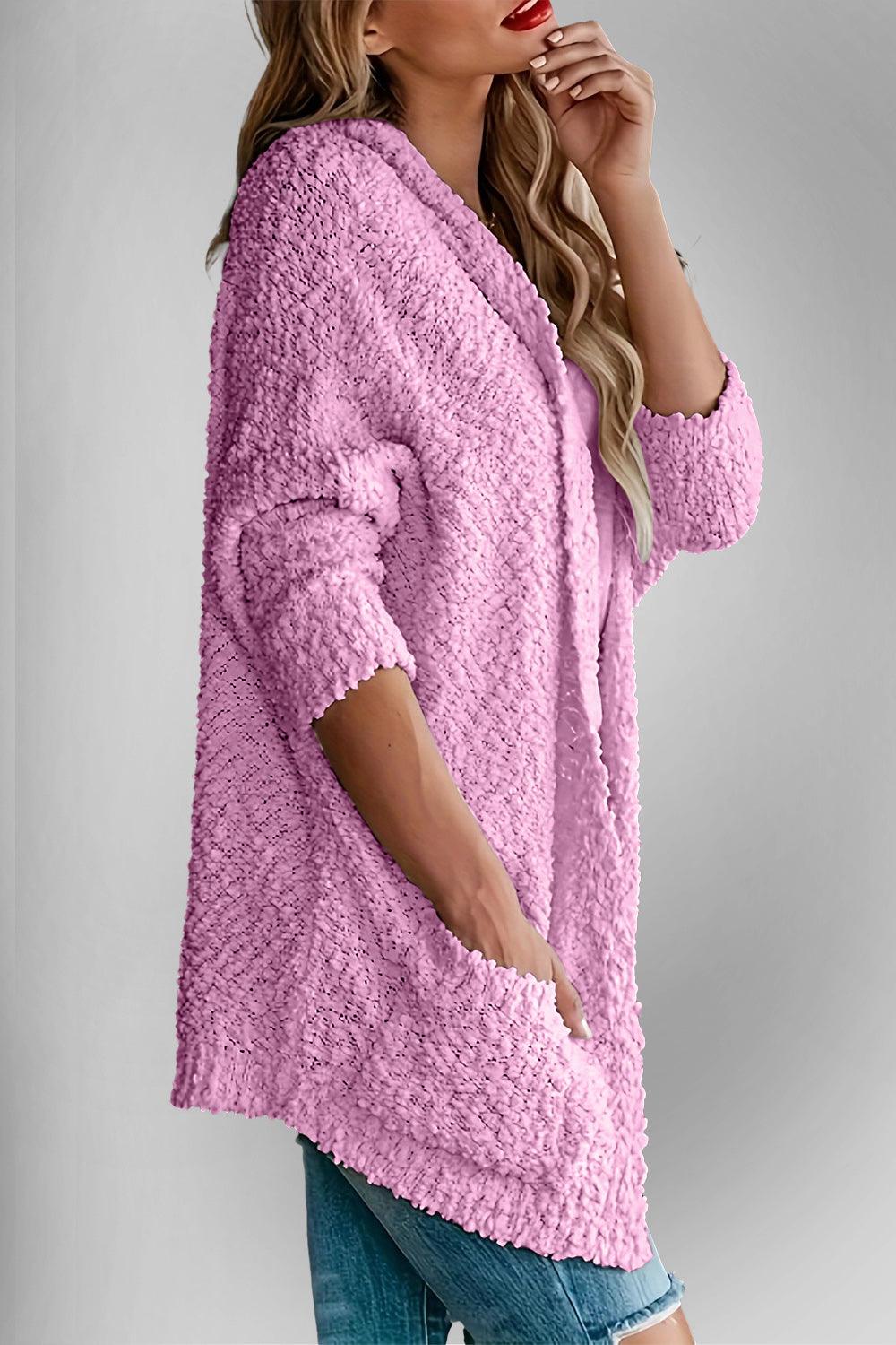 Double Take Pocketed Open Front Long Sleeve Cardigan Carauana Store