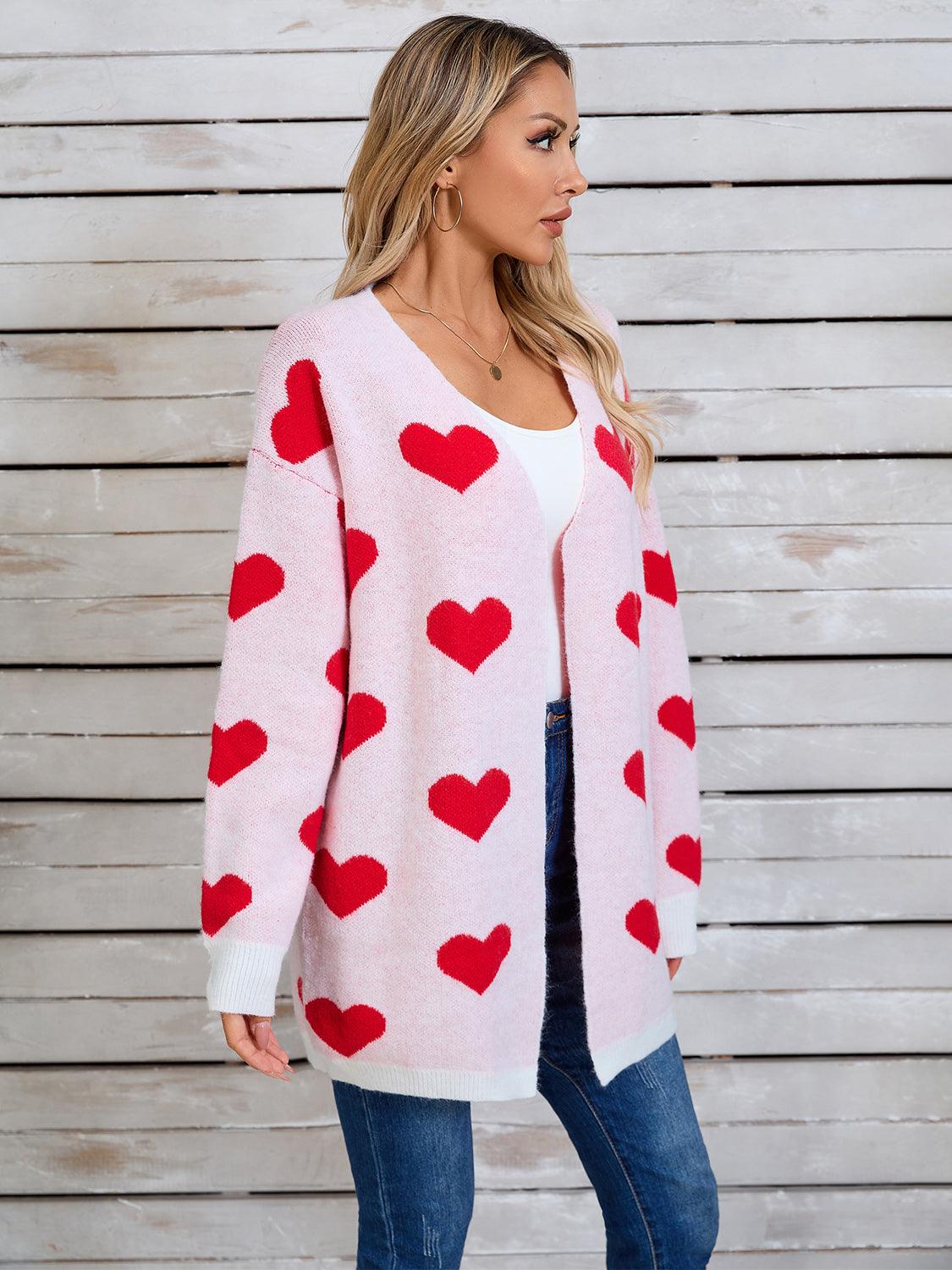Angel Wings Heart Open Front Long Sleeve Cardigan Carauana Store