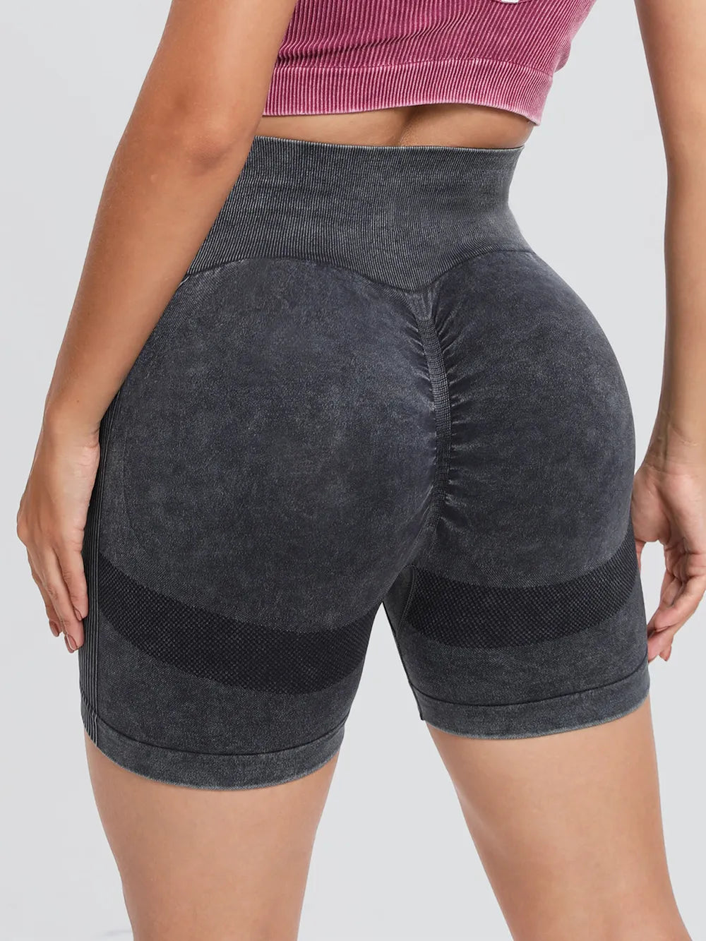 Washed High Waist Active Shorts Carauana Store