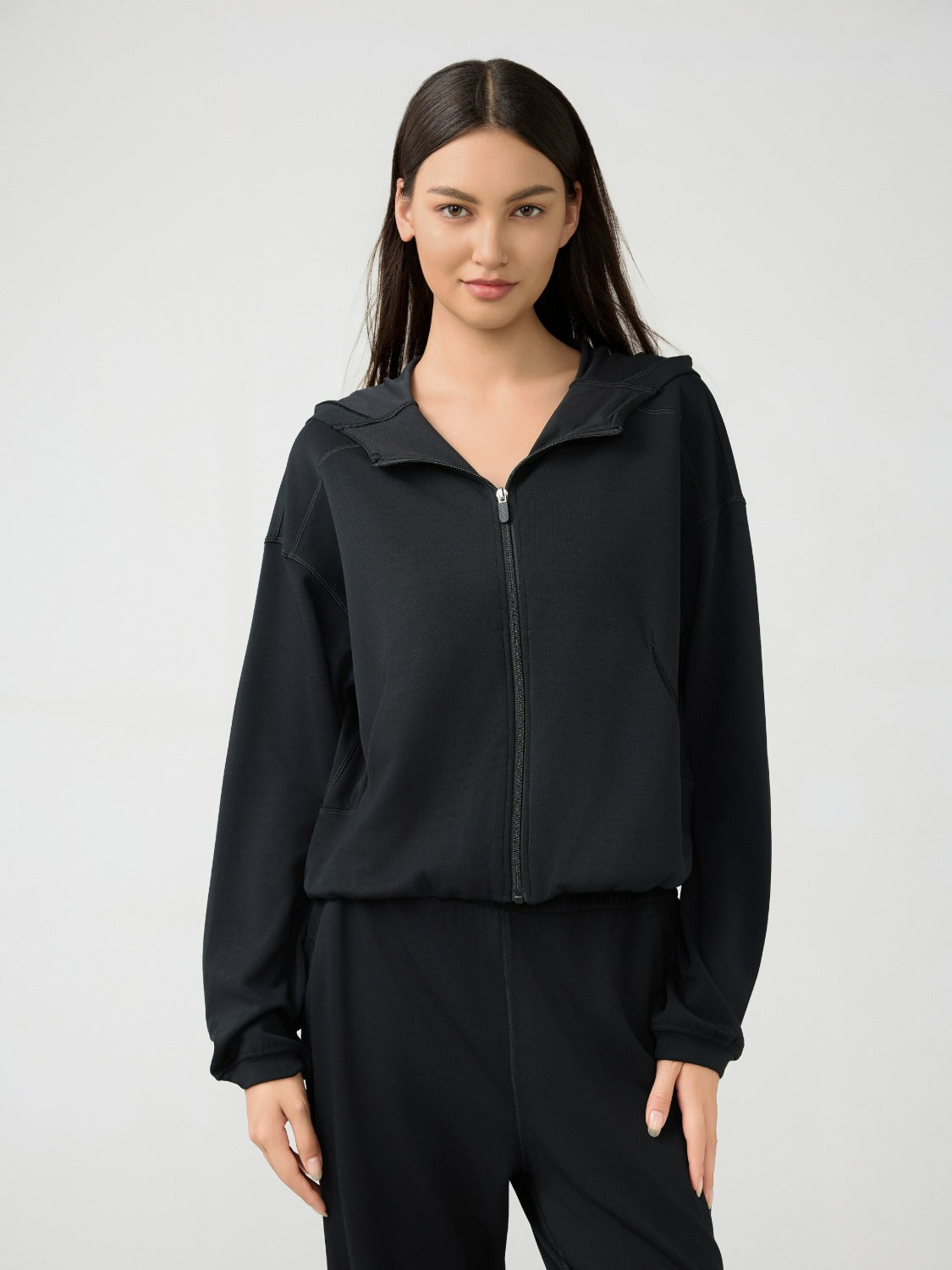 Millennia Zip Up Dropped Shouder Active Hooded Carauana Store