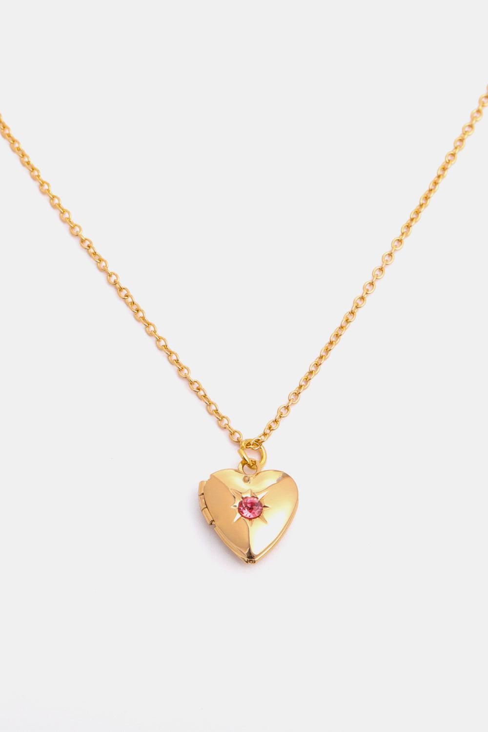 Zircon Heart Shape 14K Gold-Plated Pendant Necklace Carauana Store