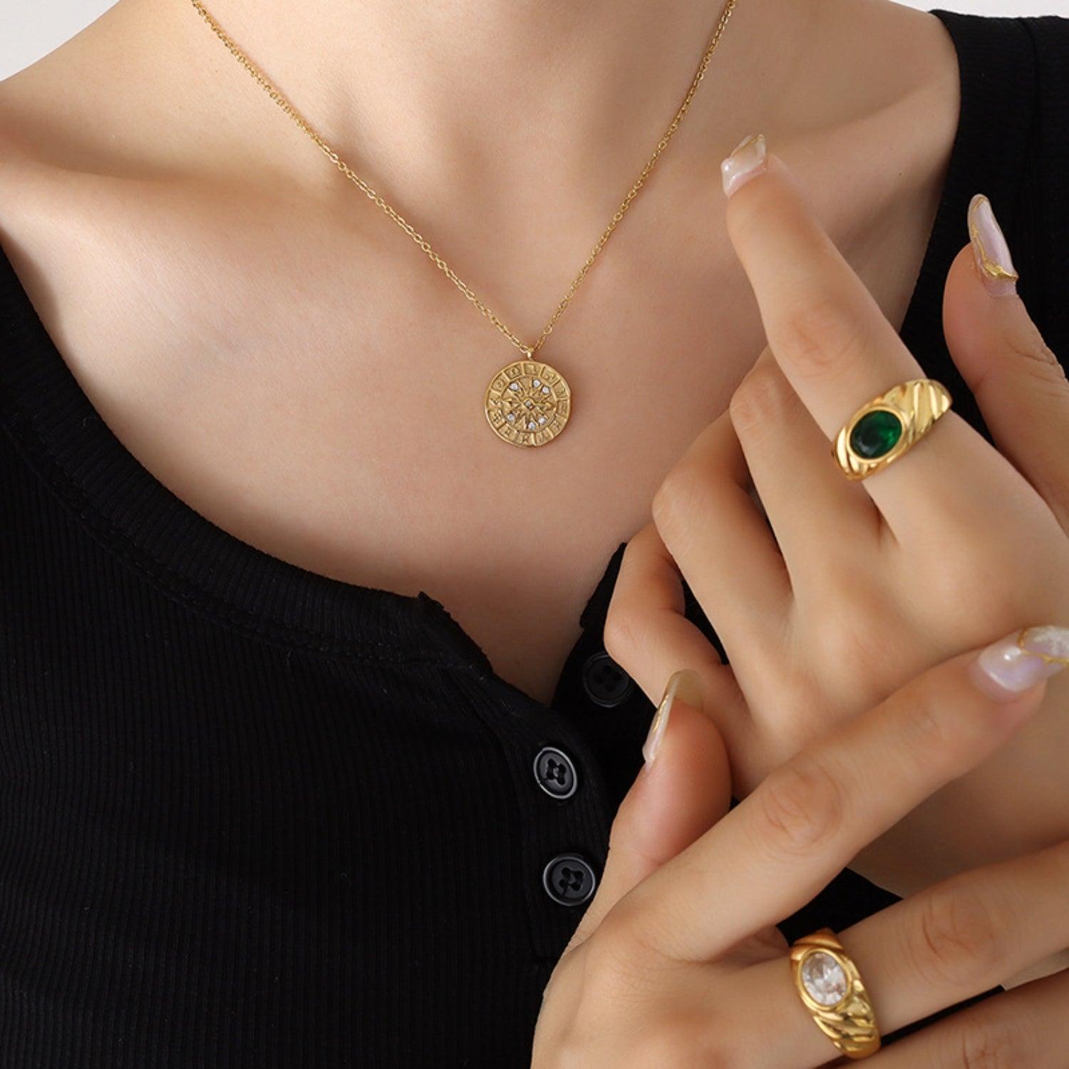 Zircon Titanium Steel Timepiece Shape Necklace Carauana Store