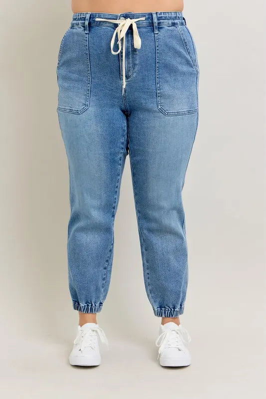 Judy Blue Full Size High Waist Denim Jogger Plus Size Carauana Store