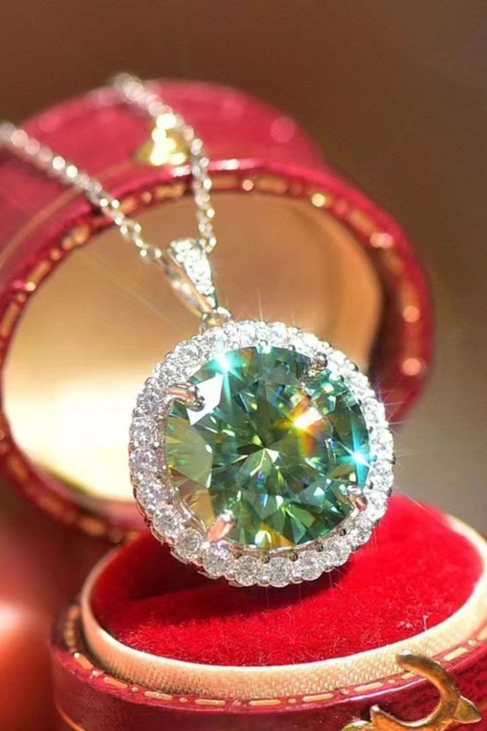10 Carat Moissanite Pendant Platinum-Plated Necklace Carauana Store