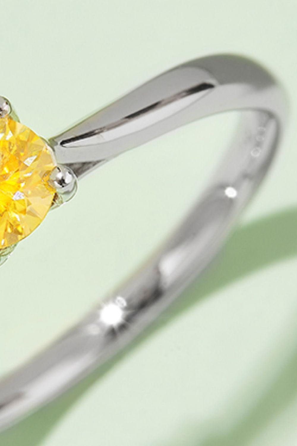 Moissanite Contrast 925 Sterling Silver Solitaire Ring Carauana Store