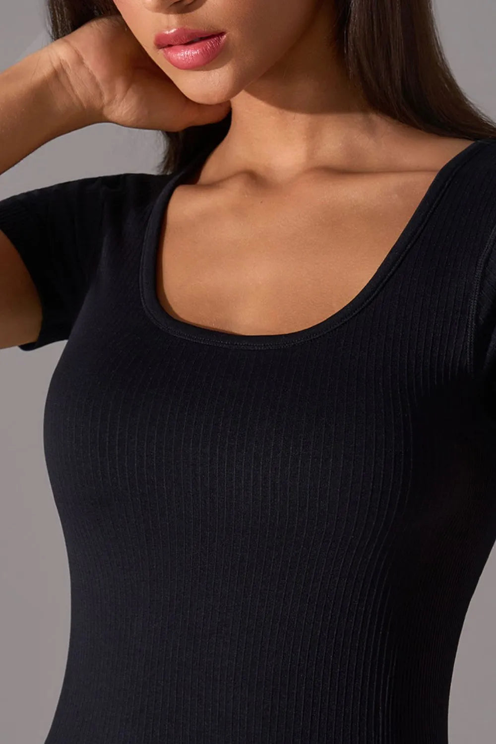 Square Neck Active T-Shirt with Detachable Chest Pads Carauana Store