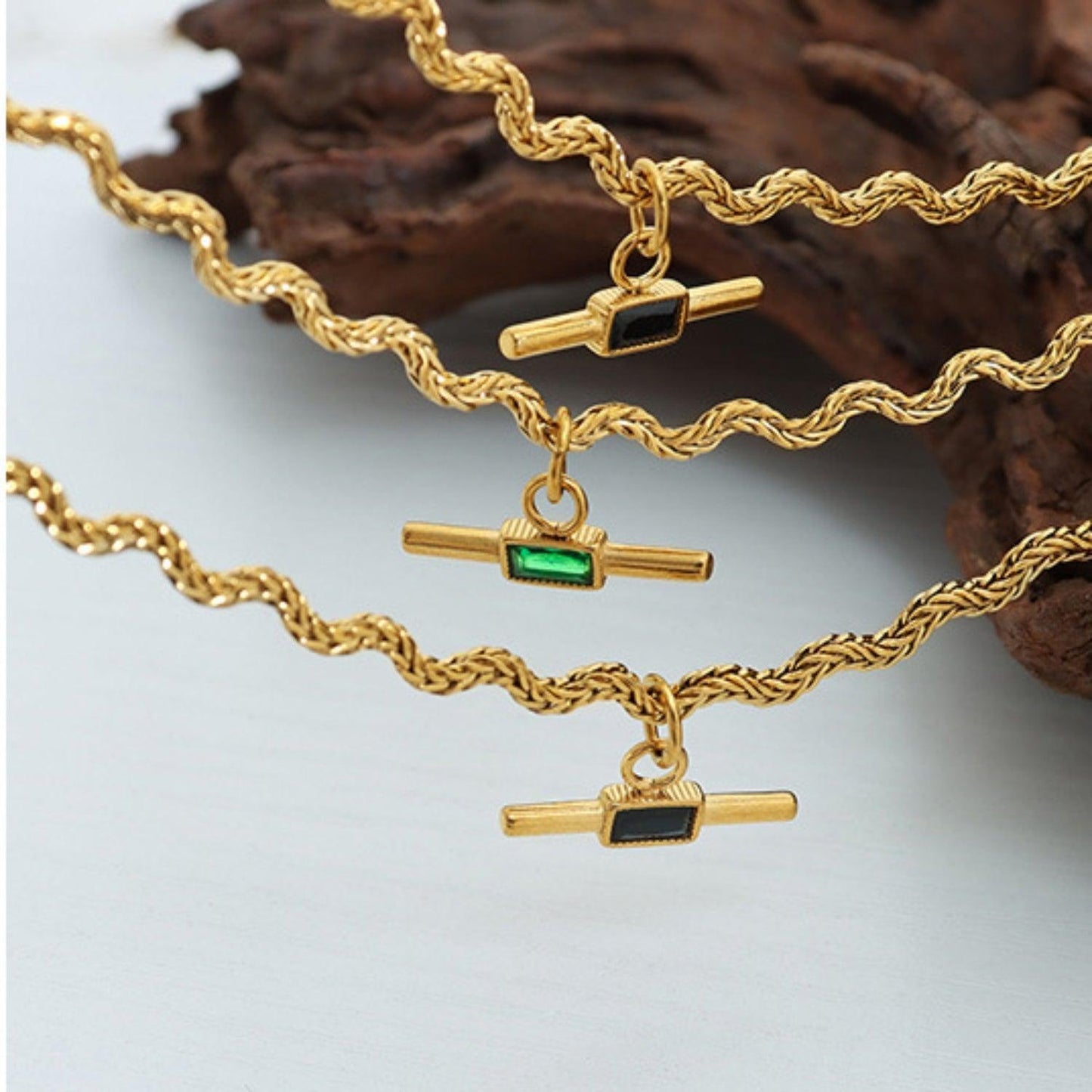 Stainless Steel Glass Cone Shaped Pendant Necklace Carauana Store