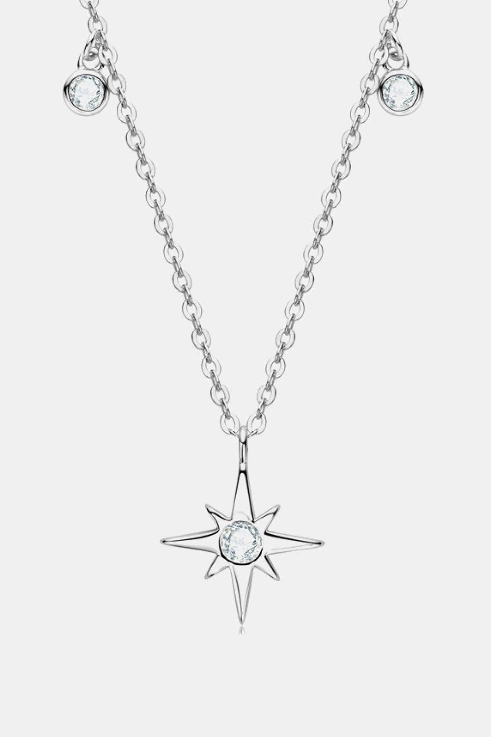 Moissanite North Star Pendant 925 Sterling Silver Necklace Carauana Store