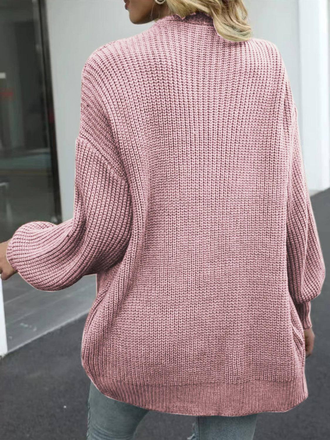 Drop Shoulder Balloon Sleeve Cardigan Carauana Store