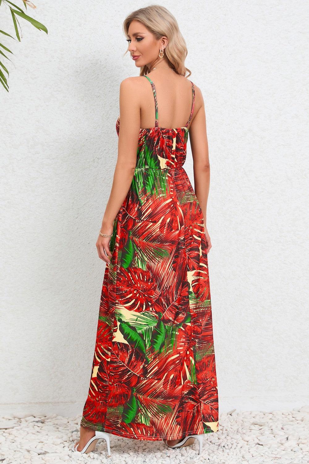 Printed Surplice Maxi Cami Dress Carauana Store