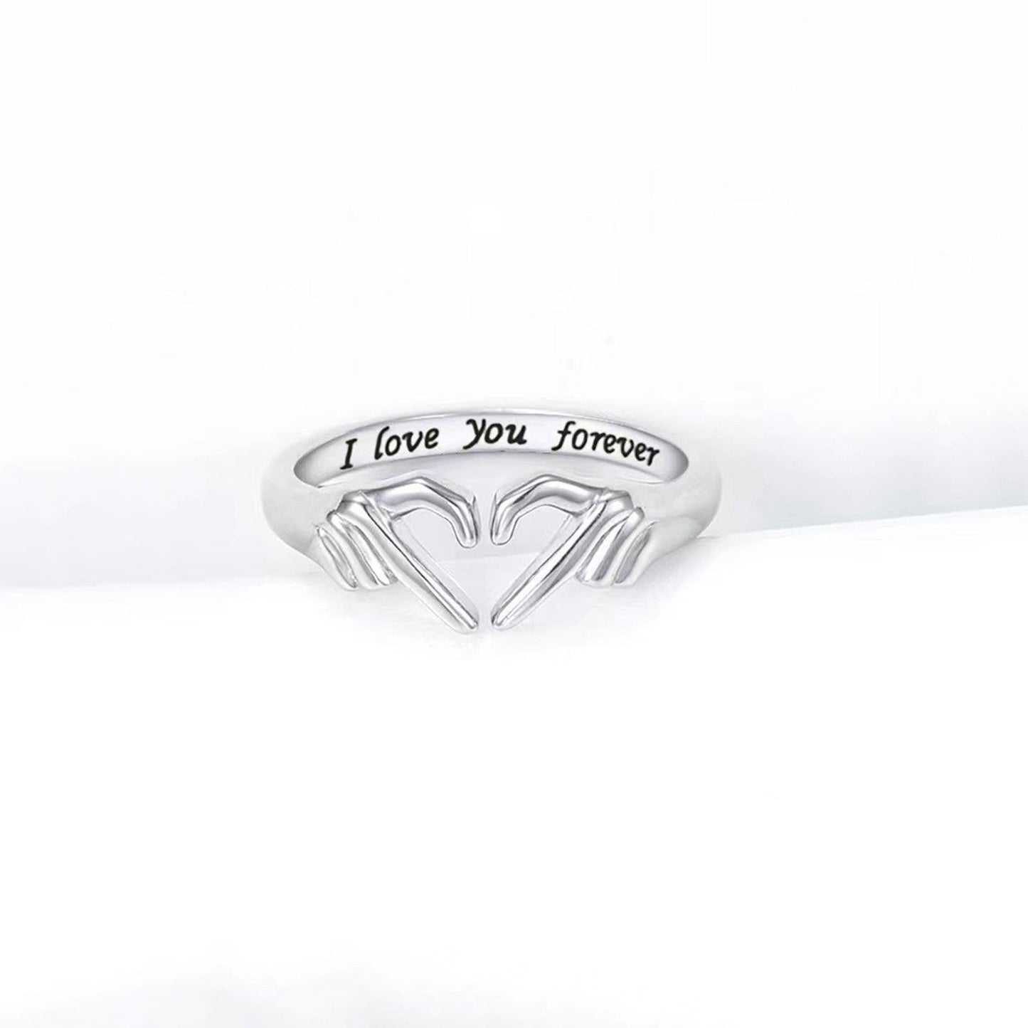 Hand Heart Shape 925 Sterling Silver Open Ring Carauana Store