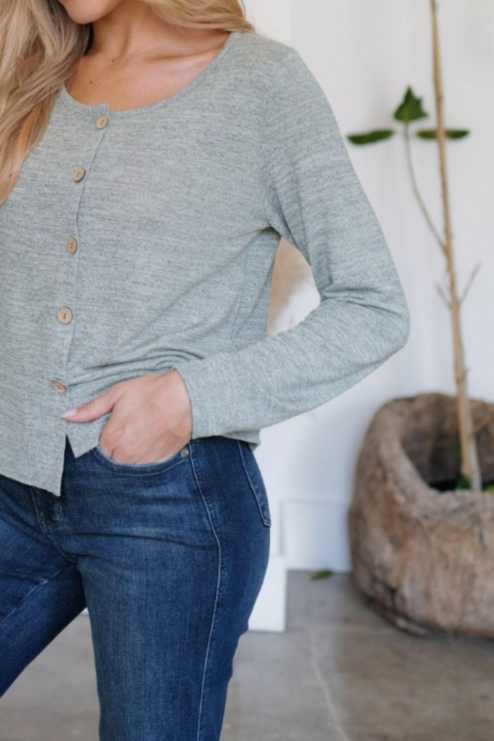 FAM-FAM Button Up Long Sleeve Cardigan Carauana Store