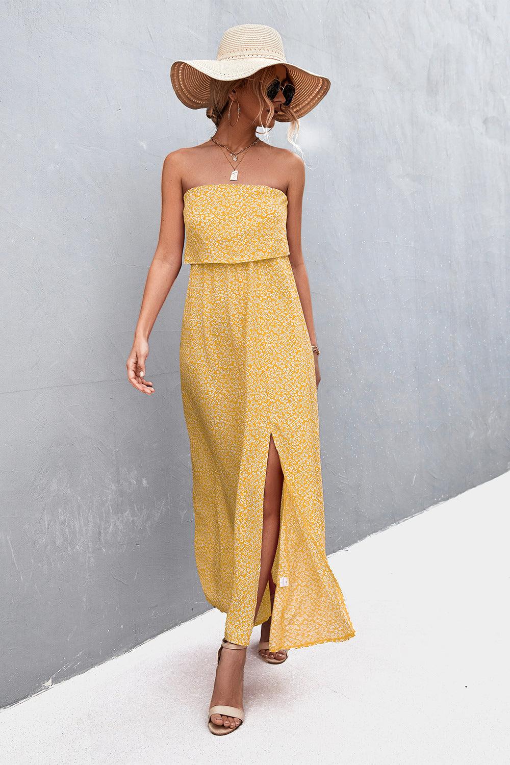 Strapless Split Maxi Dress Carauana Store