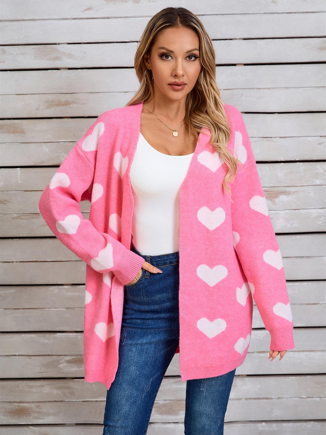 Angel Wings Heart Open Front Long Sleeve Cardigan Carauana Store