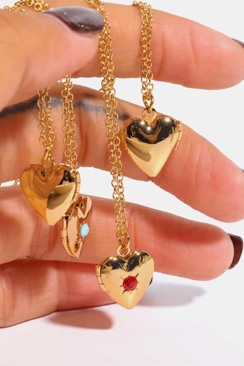 Zircon Heart Shape 14K Gold-Plated Pendant Necklace Carauana Store