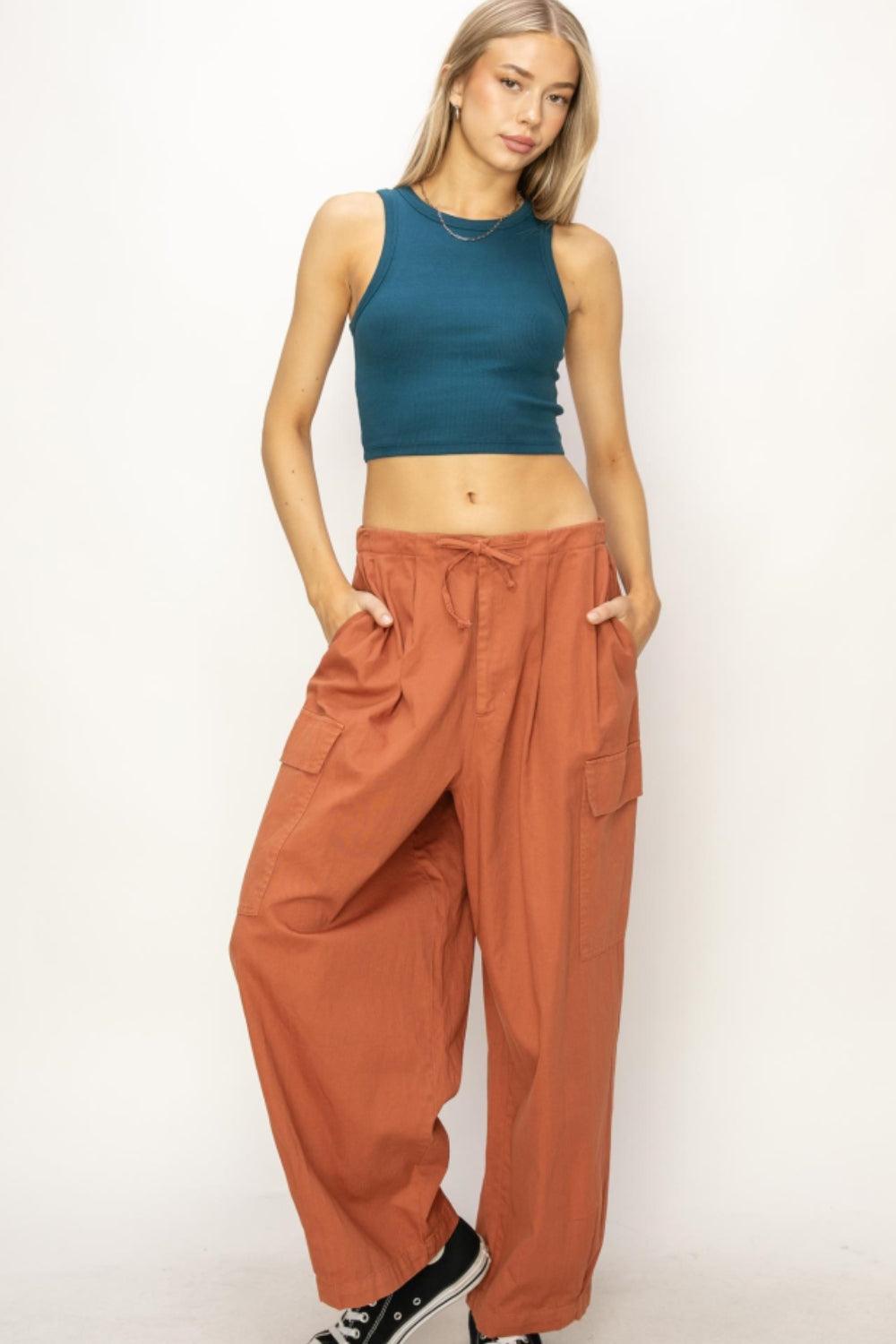HYFVE Drawstring Cargo Wide Leg Pants Carauana Store