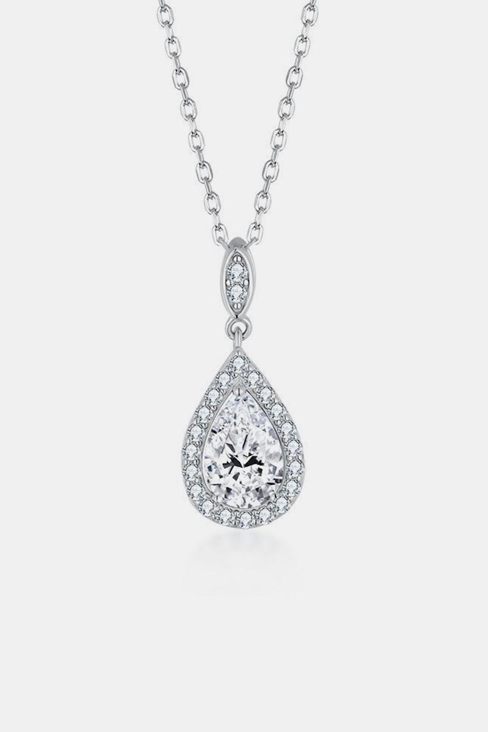 1.5 Carat Moissanite 925 Sterling Silver Teardrop Necklace Carauana Store