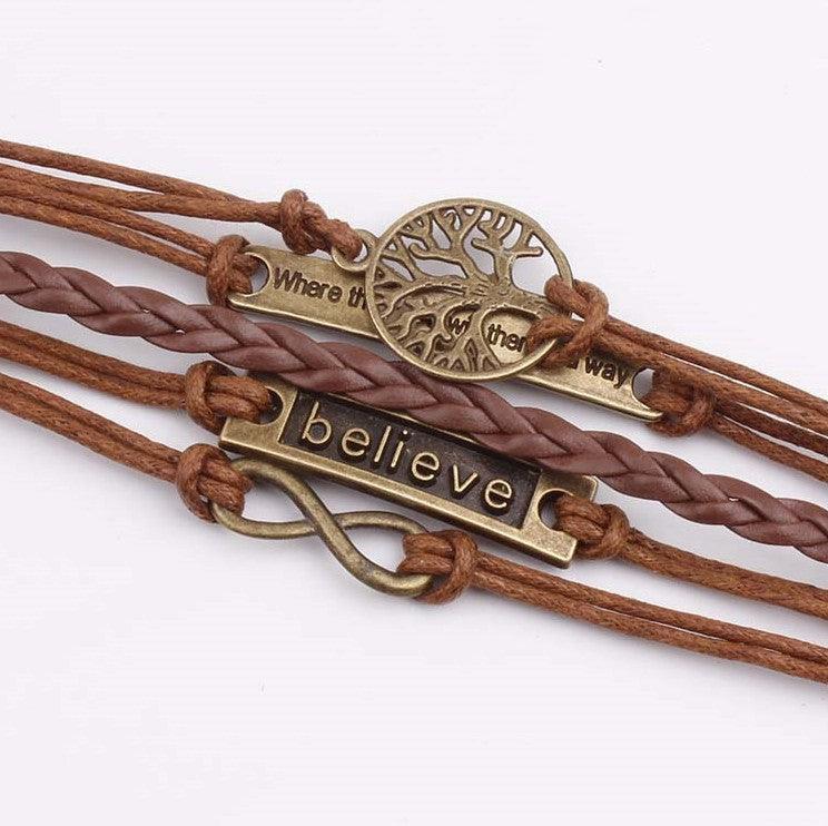 Alloy PU Leather Rope Bracelet Carauana Store