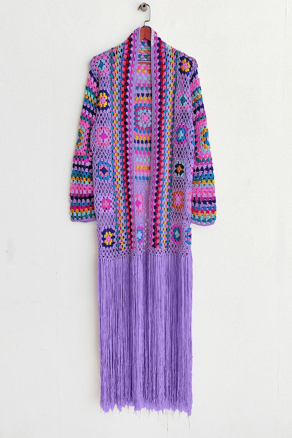 Fringe Tied Long Sleeve Cardigan Carauana Store