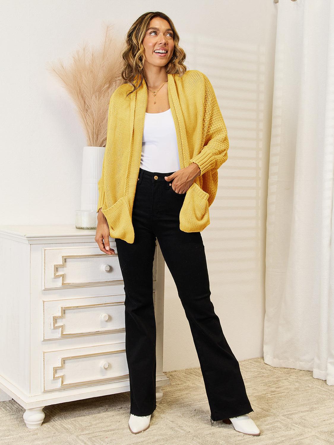 Angel Wings Open Front Cardigan with Pockets Carauana Store