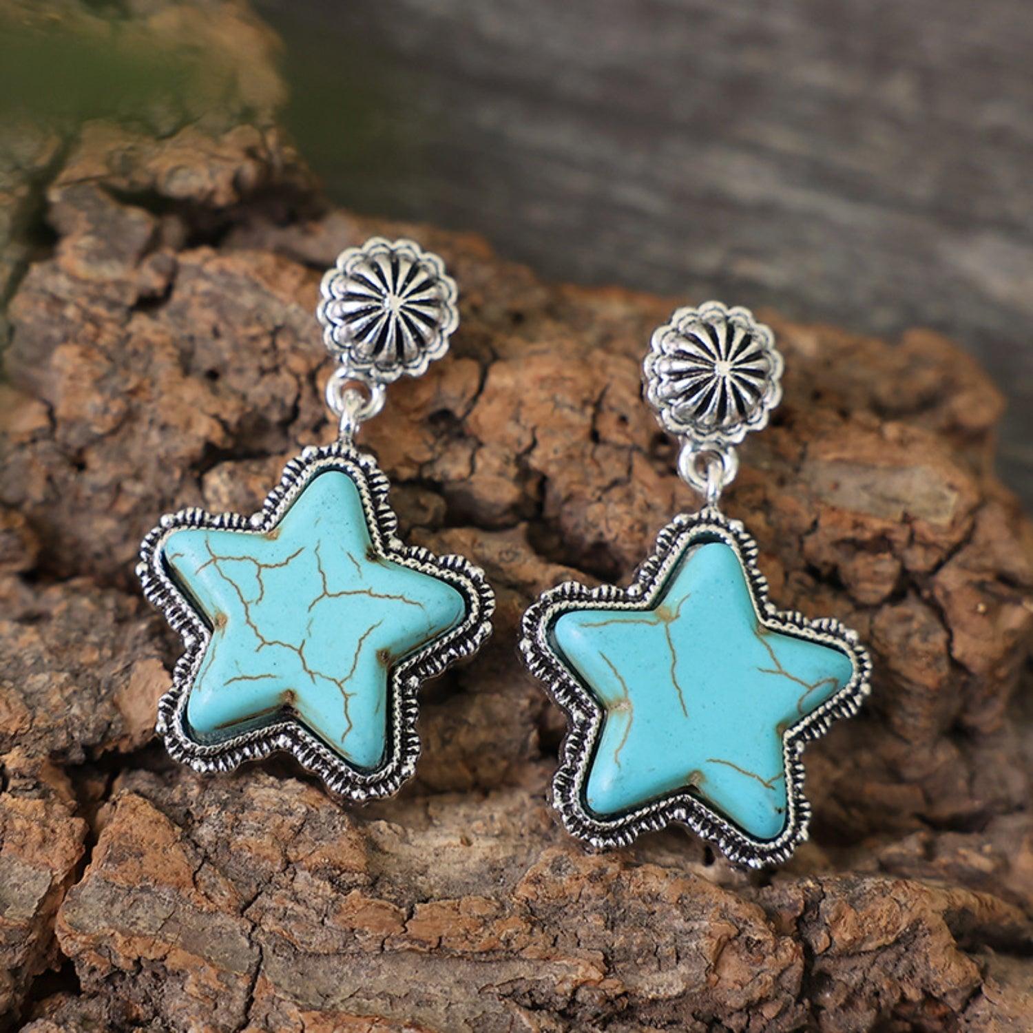 Artificial Turquoise Alloy Star Earrings Carauana Store