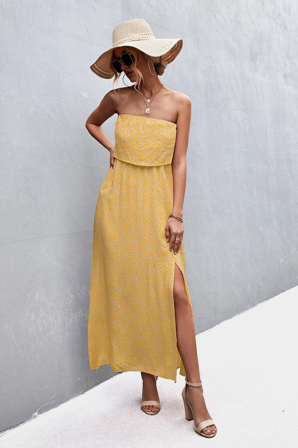 Strapless Split Maxi Dress Carauana Store