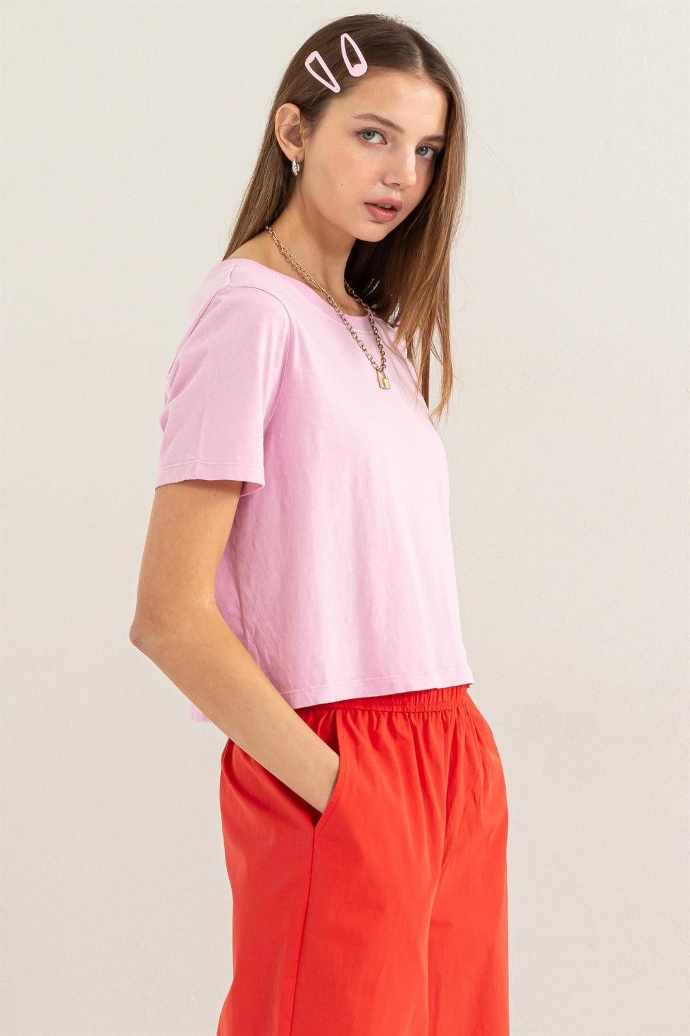 HYFVE Round Neck Cropped T-Shirt Carauana Store