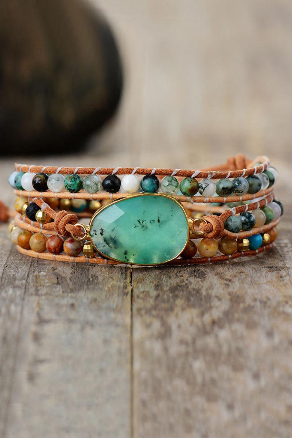 Natural Stone & Agate Layered Bracelet Carauana Store