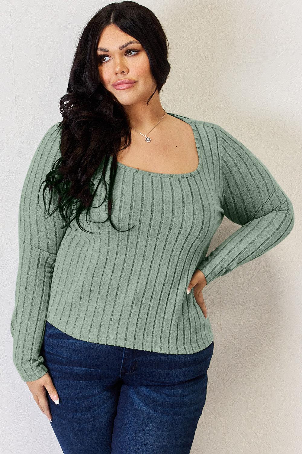 Basic Bae Full Size Ribbed Long Sleeve T-Shirt Carauana Store