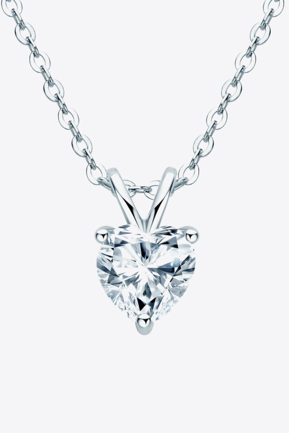 1 Carat Moissanite Heart-Shaped Pendant Necklace Carauana Store