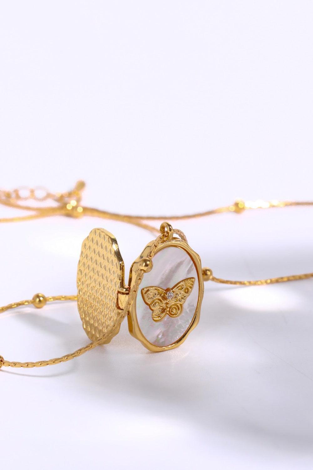 Butterfly Shell Pendant Copper Necklace Carauana Store