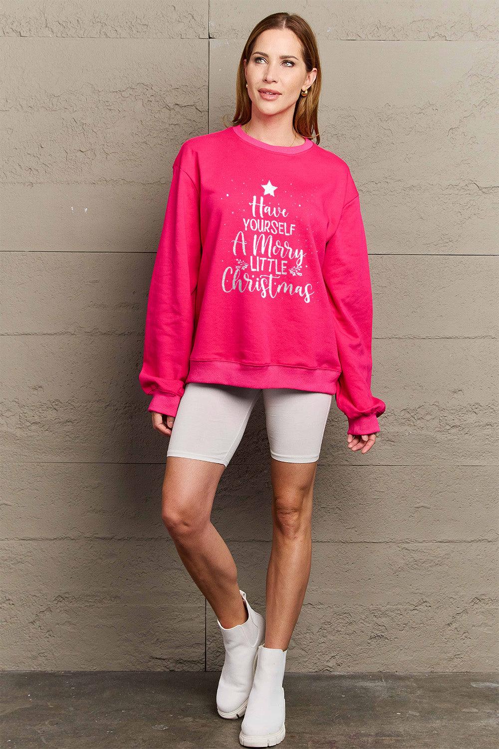 Simply Love Full Size HAVE YOURSELF A MERRY LITTLE CHRISTMAS Round Neck Sweatshirt Carauana Store