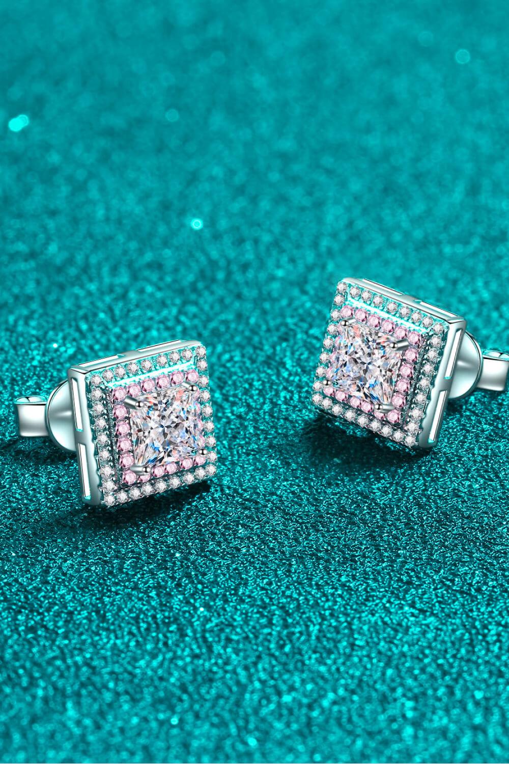 Moissanite Square Stud Earrings Carauana Store