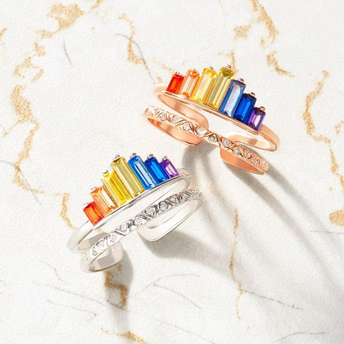 Zircon 925 Sterling Silver Double-Layered Ring Carauana Store