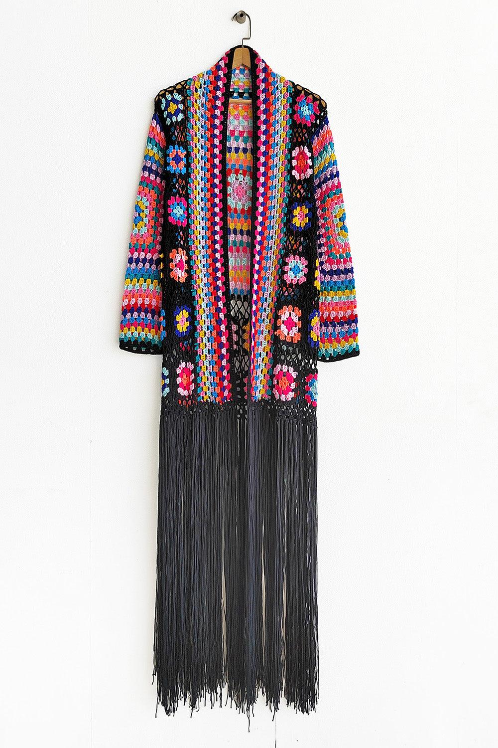 Fringe Tied Long Sleeve Cardigan Carauana Store