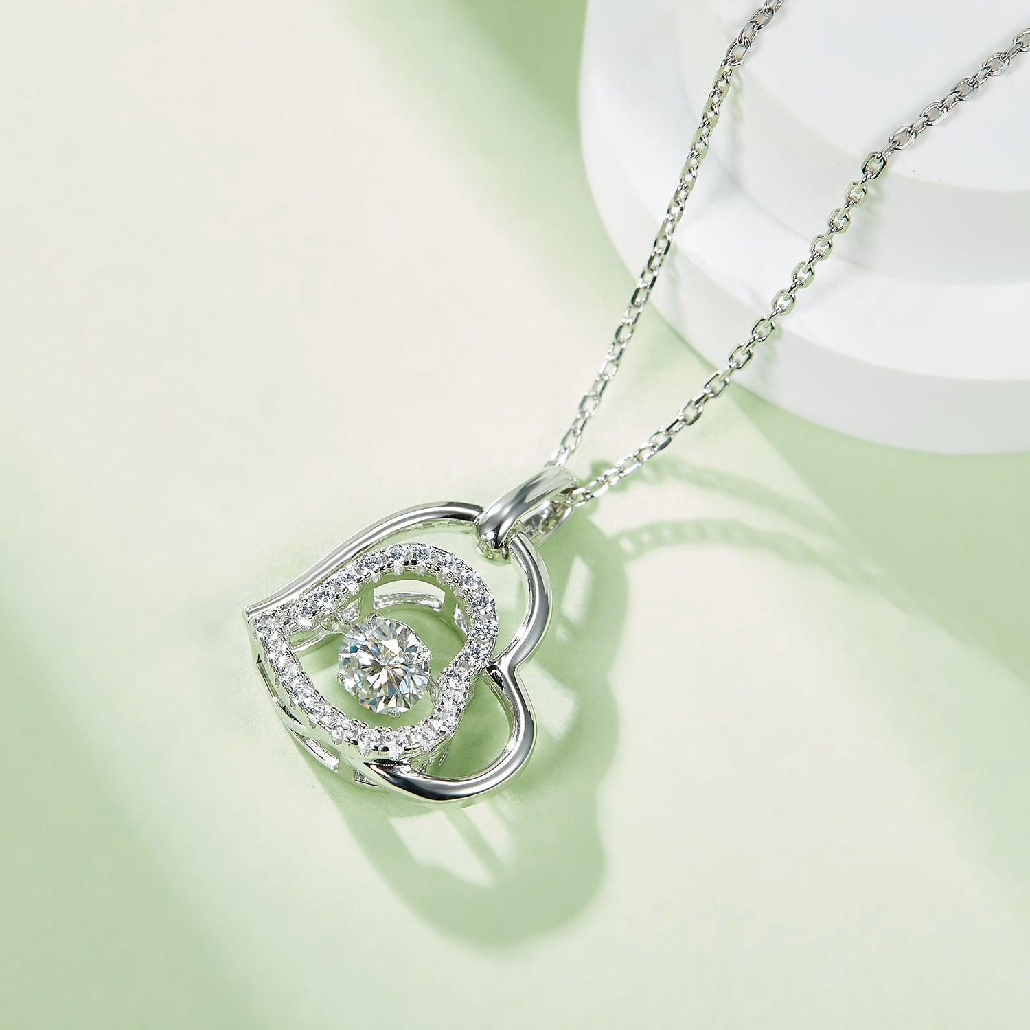Moissanite 925 Sterling Silver Heart Necklace Carauana Store