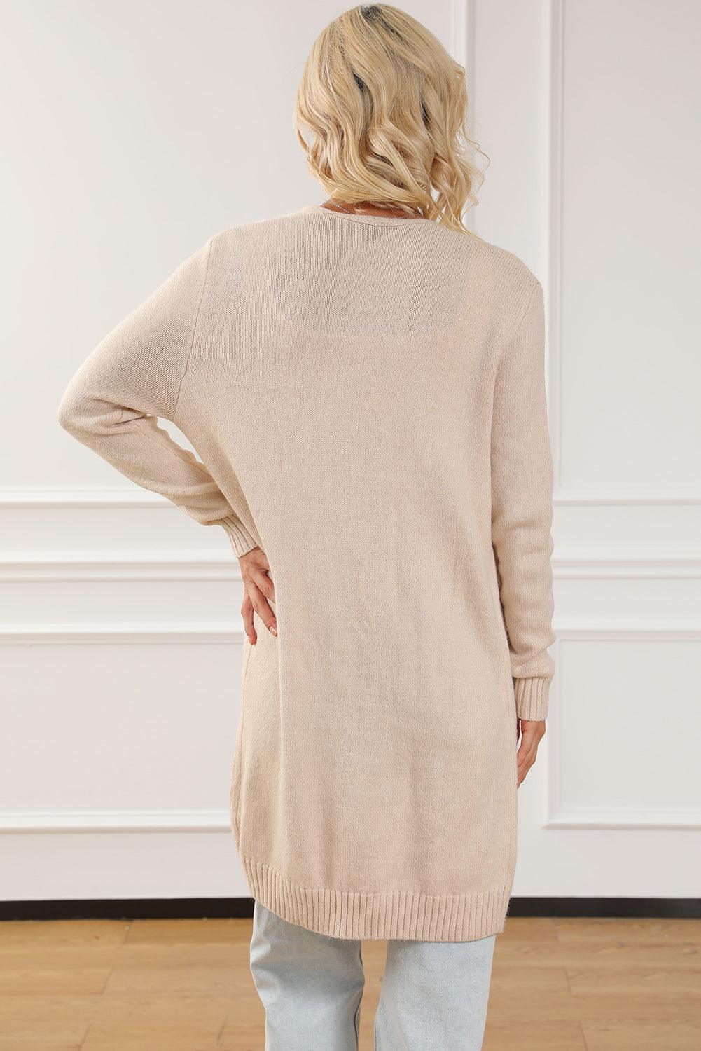 Pocketed Long Sleeve Cardigan Carauana Store