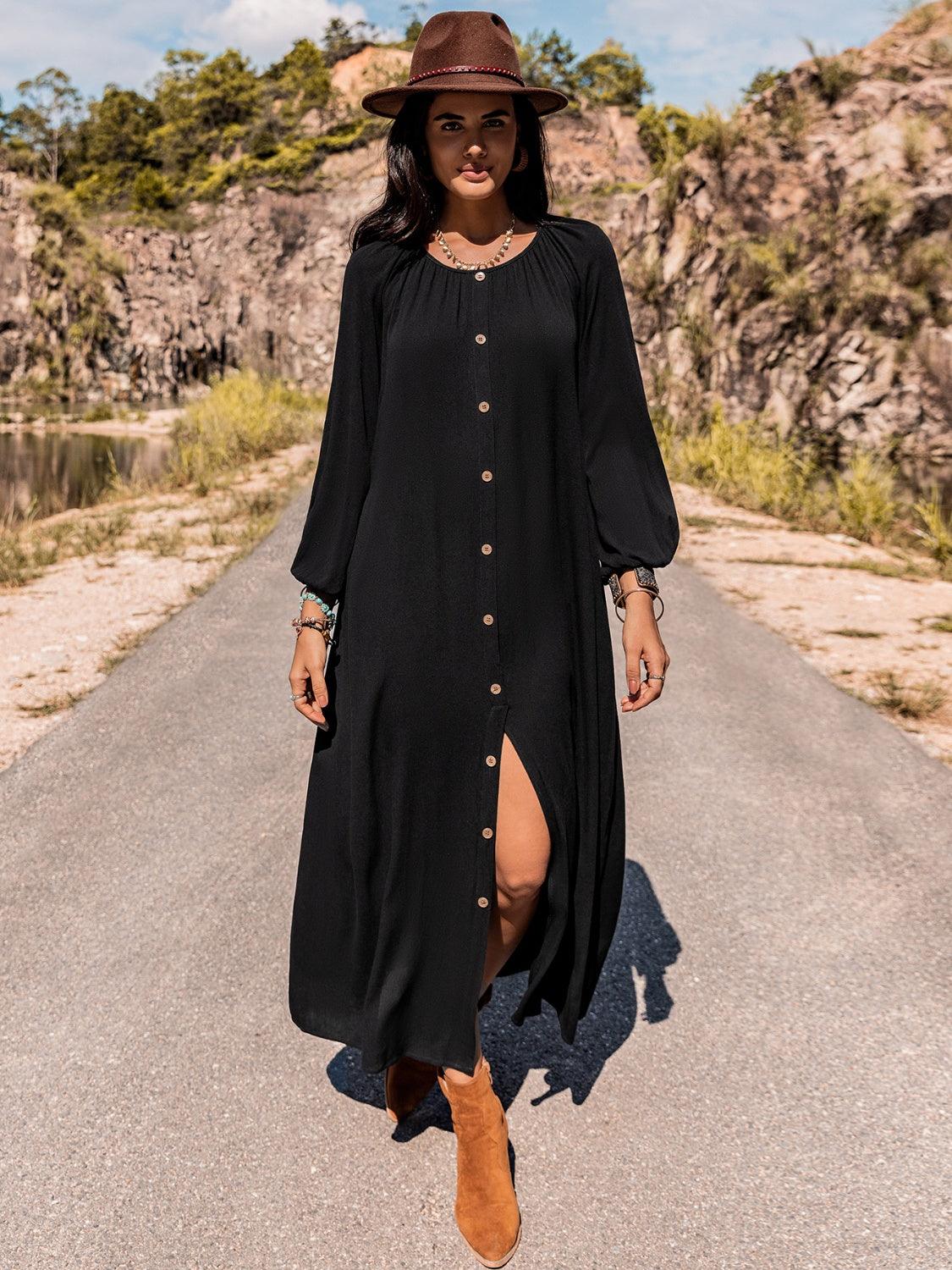 Long Sleeve Round Neck Dress Carauana Store