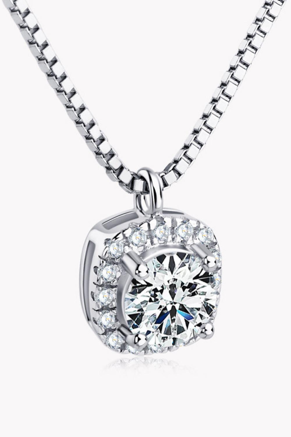 Moissanite Pendant Platinum-Plated Necklace Carauana Store