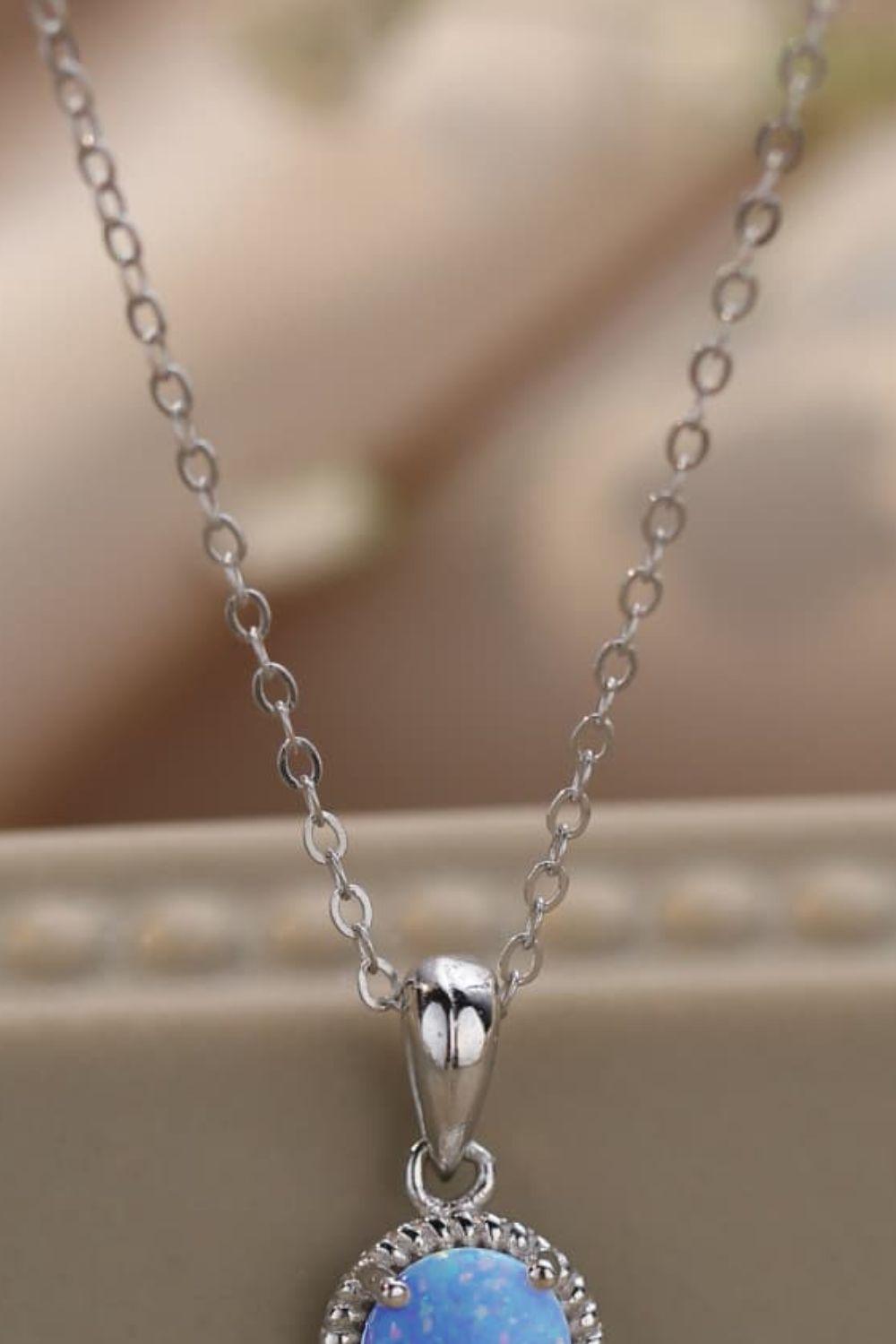 Opal Round Pendant Chain Necklace Carauana Store