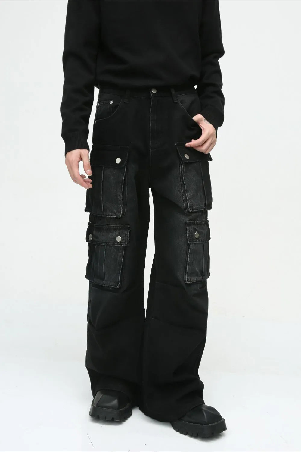 Multi-Pocket Cargo Wide-Leg Jeans Carauana Store
