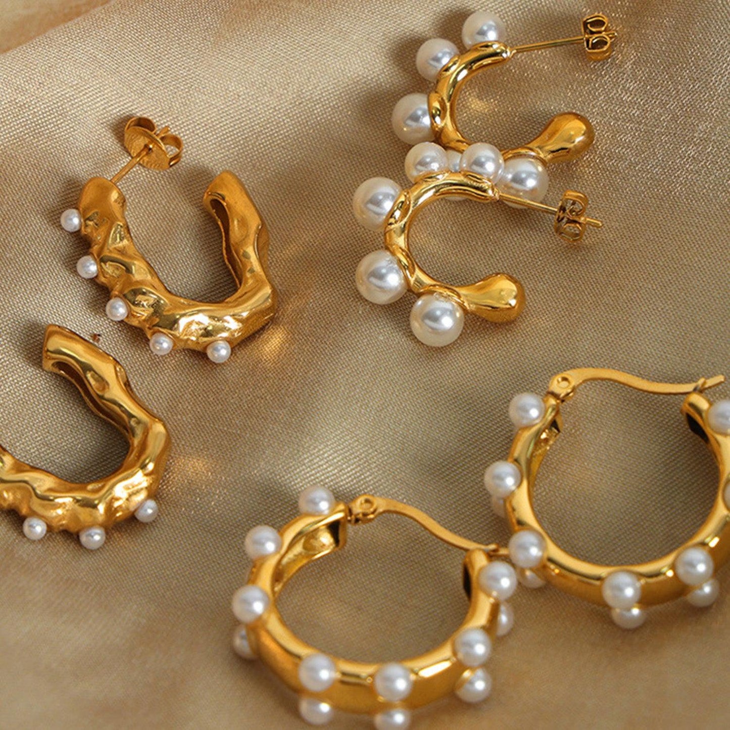 Synthetic Pearl 18K Gold-Plated Earrings Carauana Store