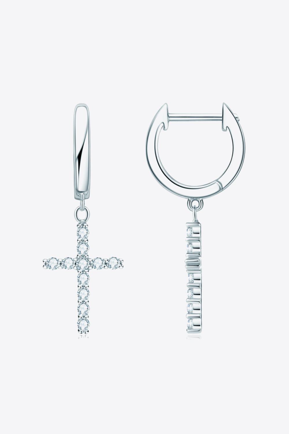 925 Sterling Silver Moissanite Cross Earrings Carauana Store